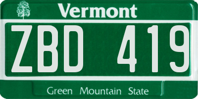 VT license plate ZBD419