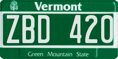 VT license plate ZBD420