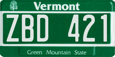 VT license plate ZBD421