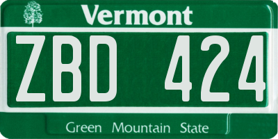 VT license plate ZBD424