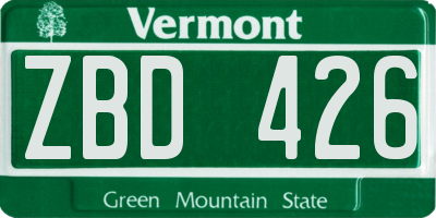 VT license plate ZBD426