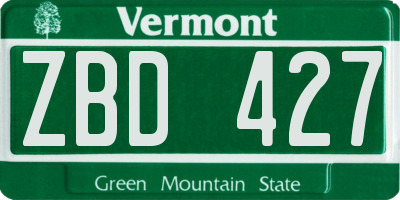 VT license plate ZBD427