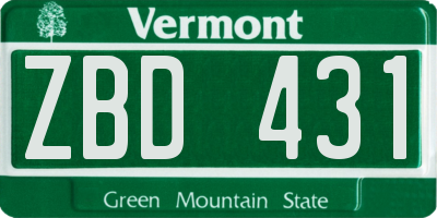 VT license plate ZBD431