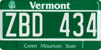 VT license plate ZBD434