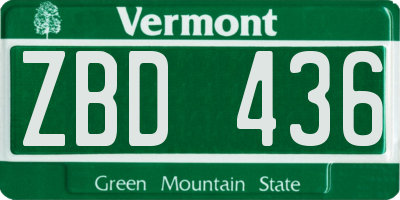 VT license plate ZBD436
