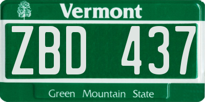 VT license plate ZBD437