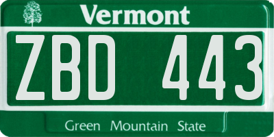 VT license plate ZBD443