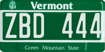 VT license plate ZBD444