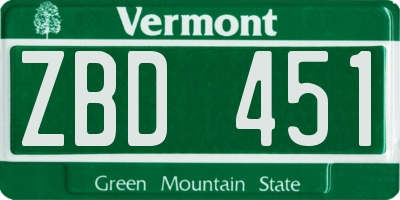 VT license plate ZBD451
