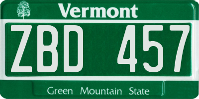 VT license plate ZBD457