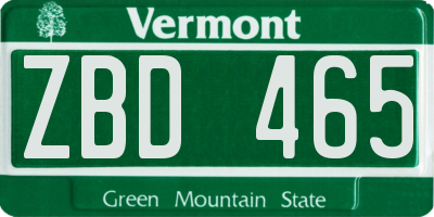 VT license plate ZBD465