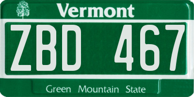 VT license plate ZBD467