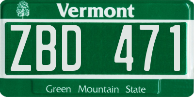 VT license plate ZBD471