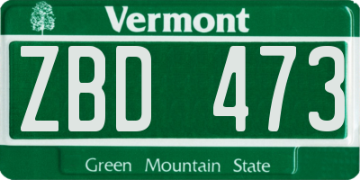 VT license plate ZBD473