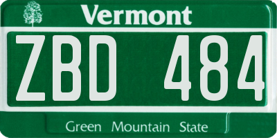 VT license plate ZBD484