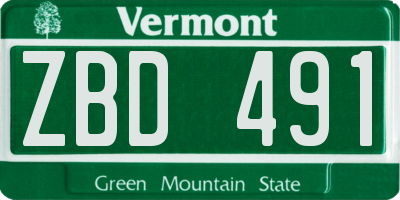 VT license plate ZBD491