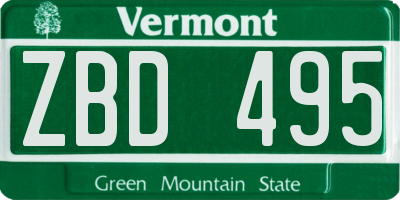 VT license plate ZBD495
