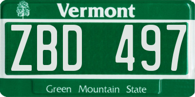 VT license plate ZBD497