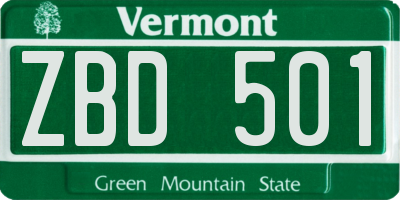 VT license plate ZBD501