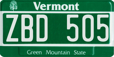 VT license plate ZBD505