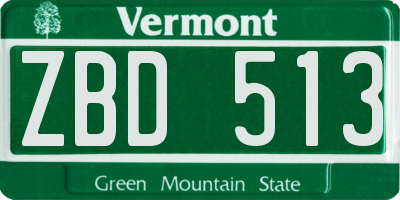 VT license plate ZBD513
