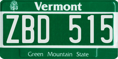VT license plate ZBD515