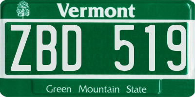 VT license plate ZBD519