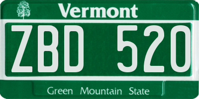 VT license plate ZBD520