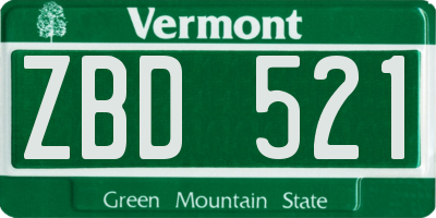 VT license plate ZBD521