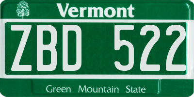 VT license plate ZBD522