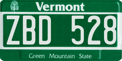 VT license plate ZBD528