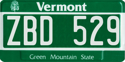 VT license plate ZBD529
