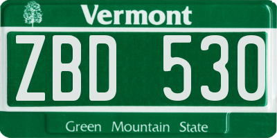 VT license plate ZBD530