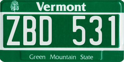 VT license plate ZBD531