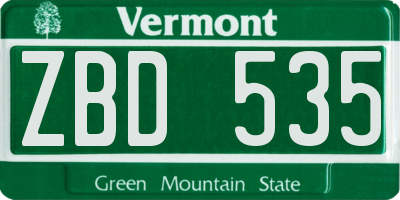 VT license plate ZBD535