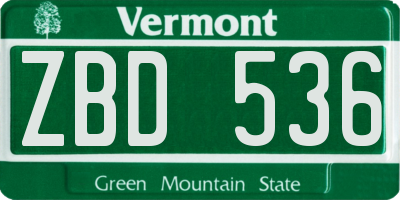 VT license plate ZBD536
