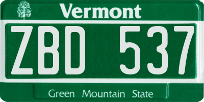 VT license plate ZBD537