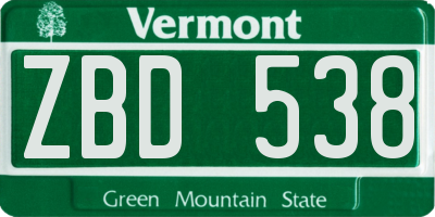 VT license plate ZBD538