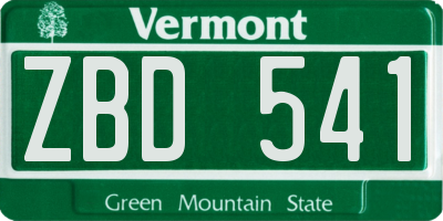 VT license plate ZBD541