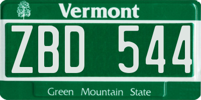 VT license plate ZBD544