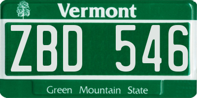 VT license plate ZBD546