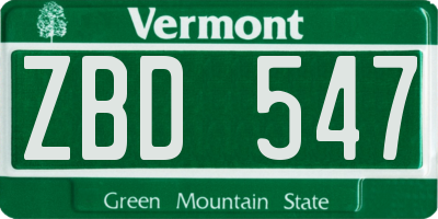 VT license plate ZBD547