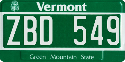 VT license plate ZBD549