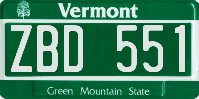 VT license plate ZBD551