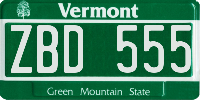 VT license plate ZBD555