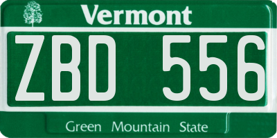 VT license plate ZBD556