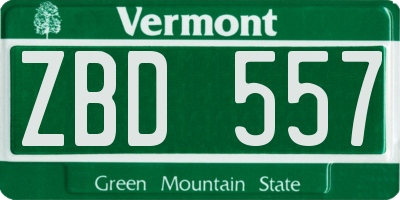 VT license plate ZBD557