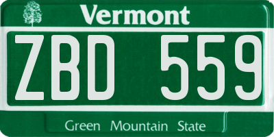 VT license plate ZBD559