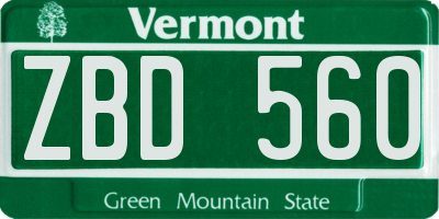 VT license plate ZBD560