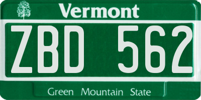 VT license plate ZBD562